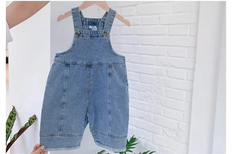 Korean style Spring Fall Kids Children Oversized Wide Leg Denim Overalls Baby Clothes Boys Girls Loose All-match Casual Pants