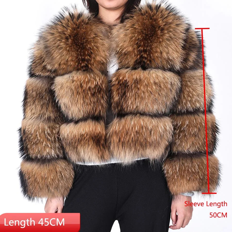 MAOMAOKONG Super Hot Winter Women Luxury Thick Real Raccoon Fur Coat Natural Fox Fur Jacket Plus Size Furry Jackets Female Vest