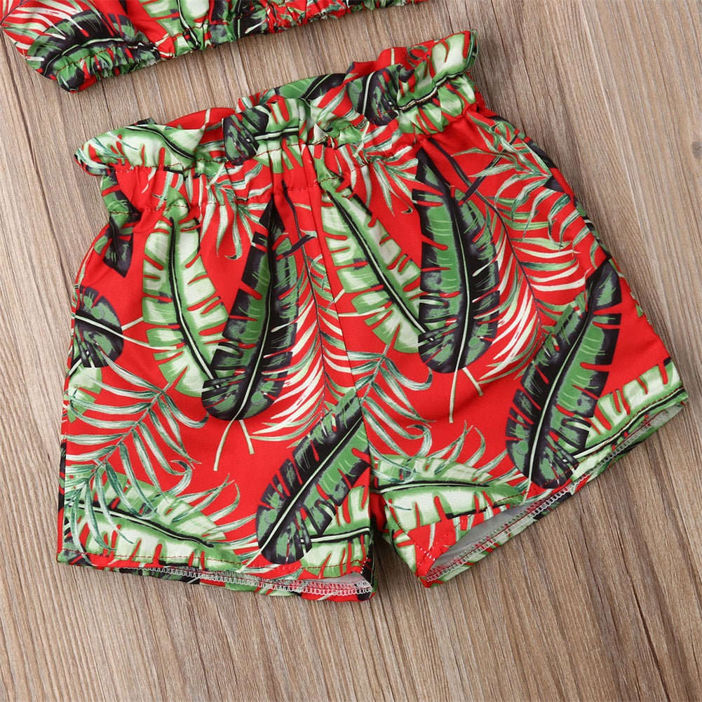 Newest Fashion Summer Toddler Baby Girl Clothes Off Shoulder Ruffle Sling Crop Tops Short Pants 2Pcs Outfits Clothes