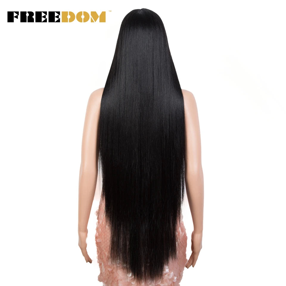 FREEDOM Synthetic Lace Front Wigs For Women Straight Hair Synthetic Lace Wigs 38 Inch Ombre Long Cosplay Wigs Blonde Pink Wig