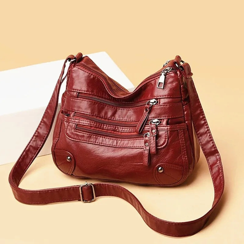 High Quality Women's Soft Leather Shoulder Bags Multi-Layer Classic Crossbody Bag Luxury Designer Handbag and Purse
