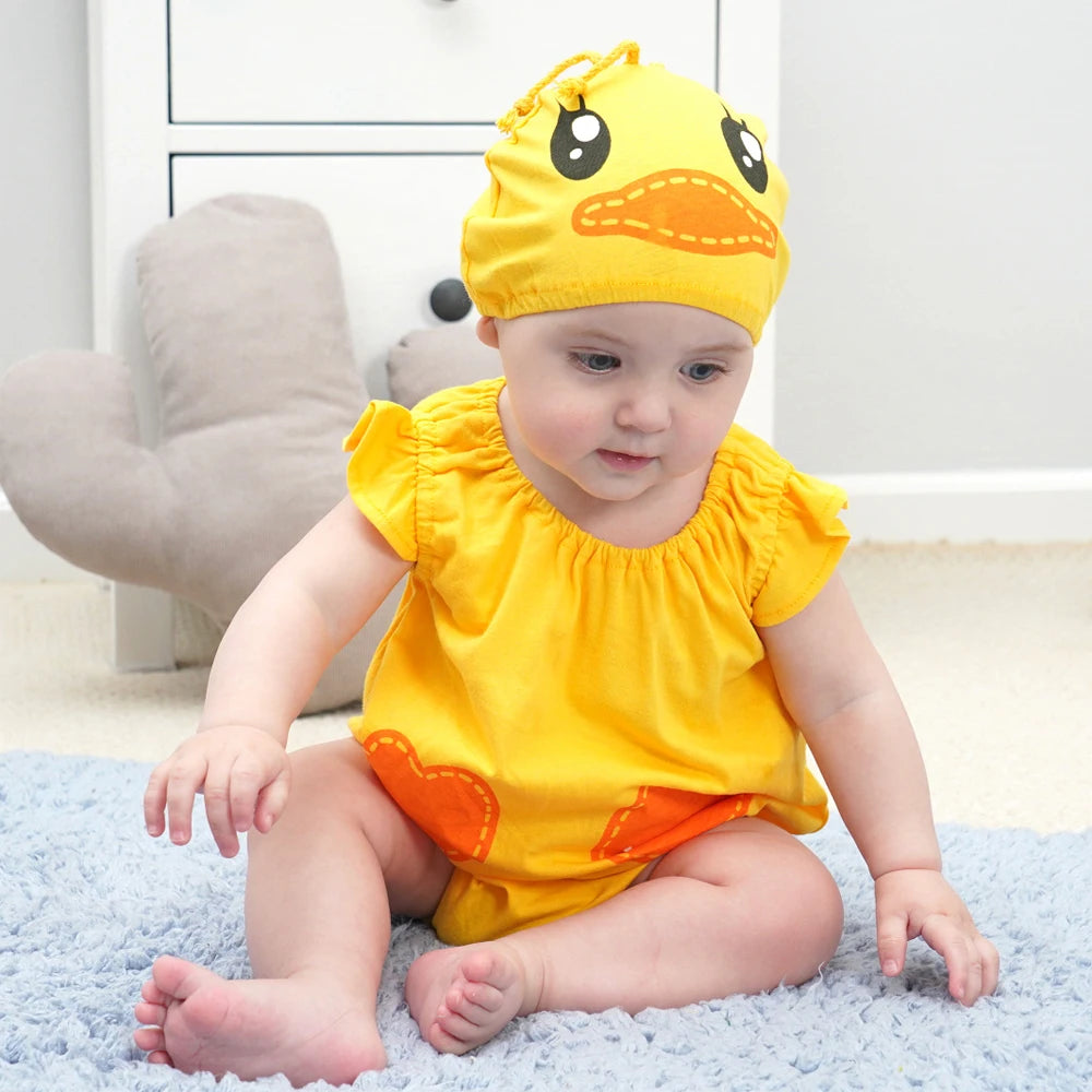 Umorden Infant Toddler Baby Cartoon Dinosaur Panda Chef Duck Cowboy Costume Summer Short Rompers Bodysuit Halloween Fancy Dress