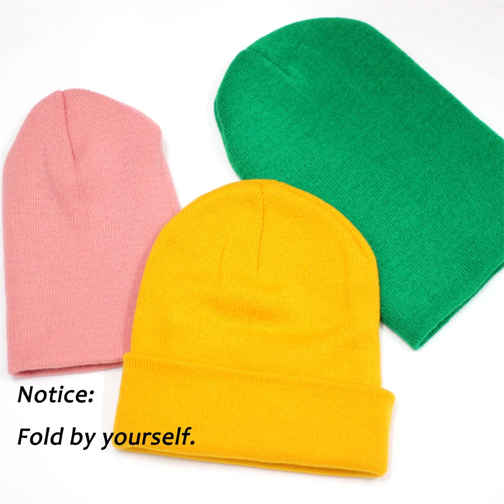 Dad Mother Kids Baby Hats for Girl Boy Newborn Beanie Infant Candy Color Winter Autumn Family Warm Knitted Parent Children Hat