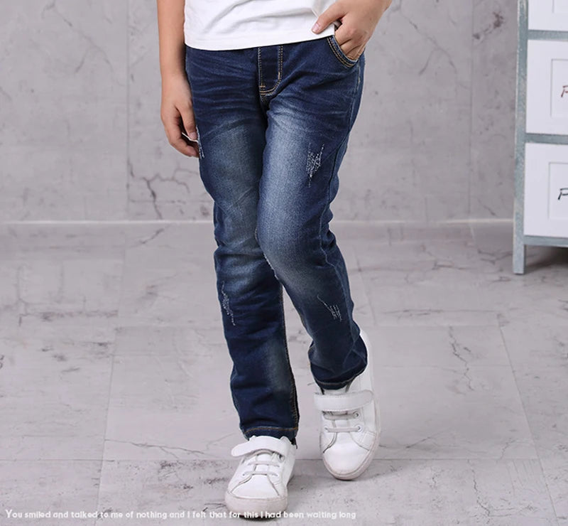 IENENS Fashion Jeans Trousers Boy's Denim Long Pants Kids Slim Jeans Young Children Straight Cowboy Pants 5-13Y Spring Autumn