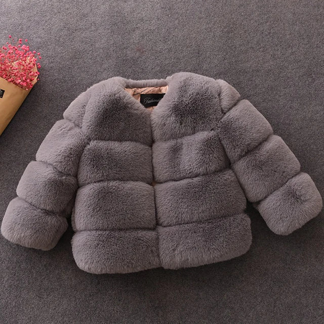 Girls Faux Fur Coat Winter Children Girls Long Sleeve Christmas Jacket Warm Kids Girls Coat Girls Outerwear Clothing