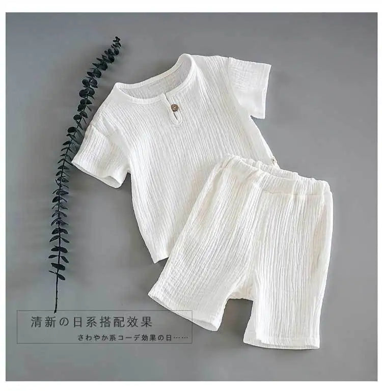 12M-8 Yrs 2 Pcs Boys Girls Clothing Sets 2021 Summer Baby Girls Clothes Cotton And Linen Retro Kids Children Clothes Suits
