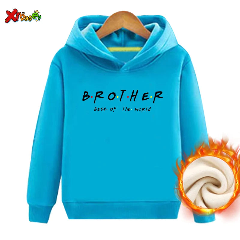 Family Outfit Matching Hoodie Winter Clothes Friend TV Font Outfit Warm Pullover Clothing Sweater Velvet Children Sweatshirt MOM
