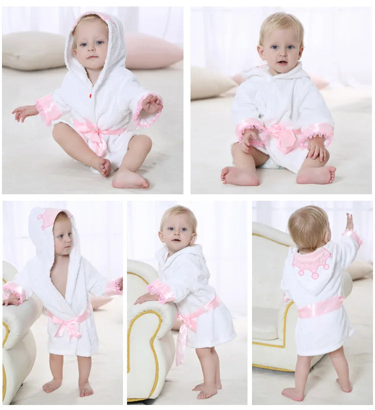 Cotton Baby Robe Bath Towel Cartoon Hoodies Infant Girls Boys Sleepwear Bath Blanket Kids Soft Bathrobe Pajamas Kids Clothing