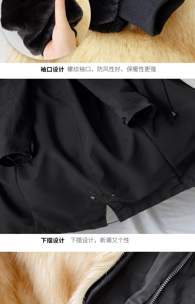 Faux Fur Coat Loose OverCoat Thick Warm Men Plush Coats Fox Hair Inner Liner Detachable Collar Long Fur Parkas Fur Jacket