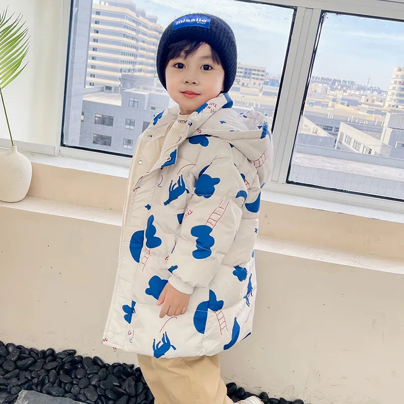 New Girls Boys Down Jacket Winter Coats Children Clothes Hooded Windbreaker Coat For Kids 2-7 Years Cotton Warm Outerwear Kids