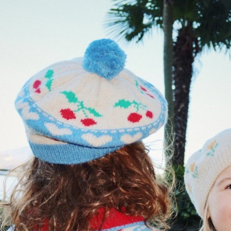 2025 KS New Winter Baby Girls Cherry Knitted Dress Cardigan Sweaters Kids Clothes Girls Knitwear Denim Dress Coats Jeans Suits