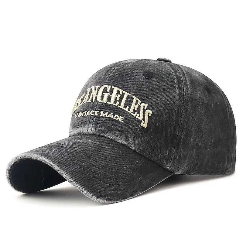 New Soft Top Washed Vintage Coated Cloth Cap Three-Dimensional Embroidery Sunhat Distressed White Casual Baseball Cap