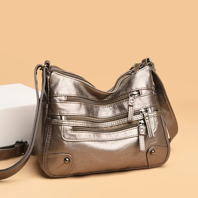High Quality Women's Soft Leather Shoulder Bags Multi-Layer Classic Crossbody Bag Luxury Designer Handbag and Purse