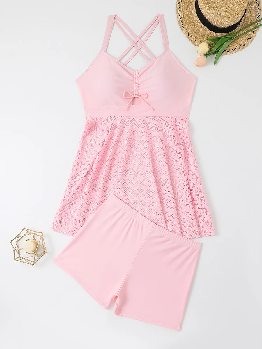 2 Pieces Large Plus Size Beauty Beach Dress Swimsuit Women Swimwear Female Bathers Bathing Swimming Swim Suit Beachwear