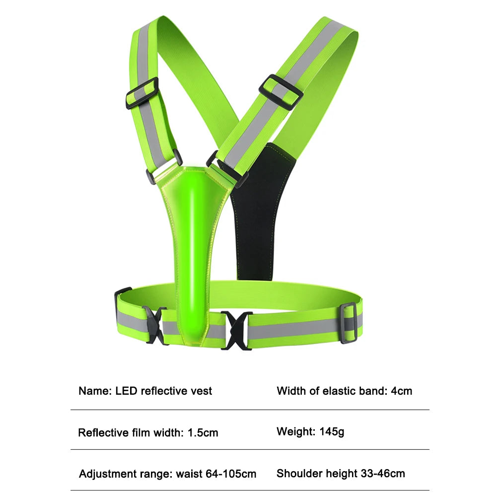 LED Running Vest USB Rechargeable Reflective Cycling Security Vest High Visibility Night Running Riding Clothing for Kids Adults
