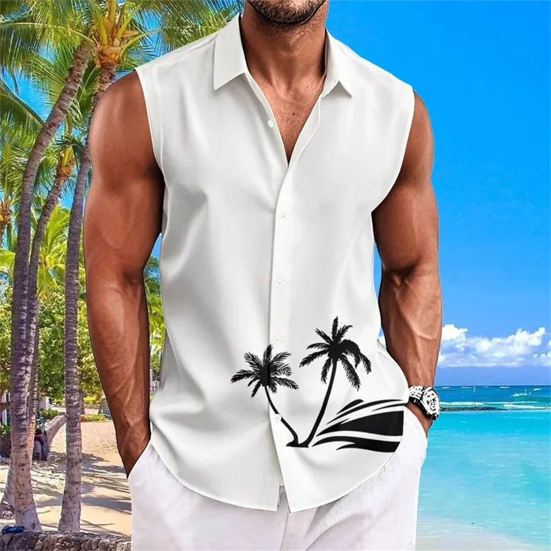 Men's Quick Dry Sleeveless Shirt 3D Printed Party Button Street Entertainment Beach Holiday Fashion Trend Summer New