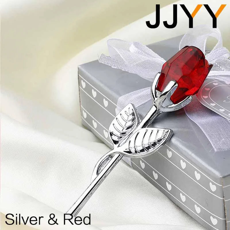Valentines Day Gift Crystal Glass Rose Flower Figurines Craft Favors Lovers Gift Souvenir Wedding Decoration Ornaments Gift Box