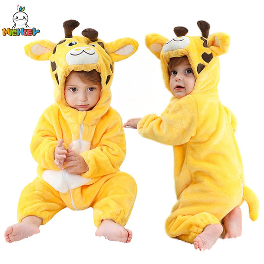 MICHLEY Halloween Giraffe Baby Rompers Winter Pajamas for Children Toddler Flannel Kids Onesies Costumes Jumpusit Boys Girls