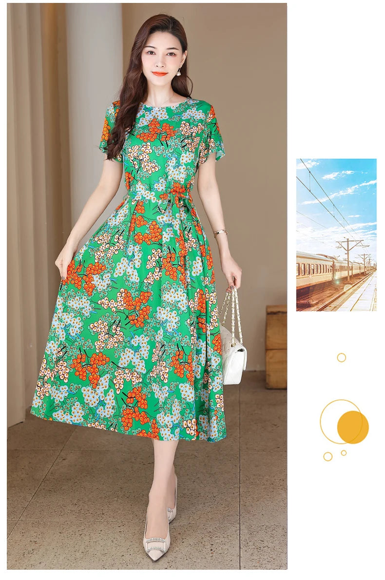 New Fashion Women Summer Dresses Hot Stylish O-Neck Print Floral Bohemian style Casual Loose sleeveless print Long Dress