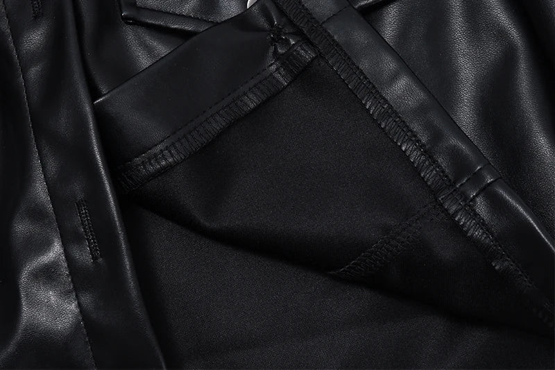 WhereMery Faux Leather Short Jacket Y2K Turn-down Collar Fashion Botton Decoration PU Coat 2022 Grunge Street Casual Women Coats