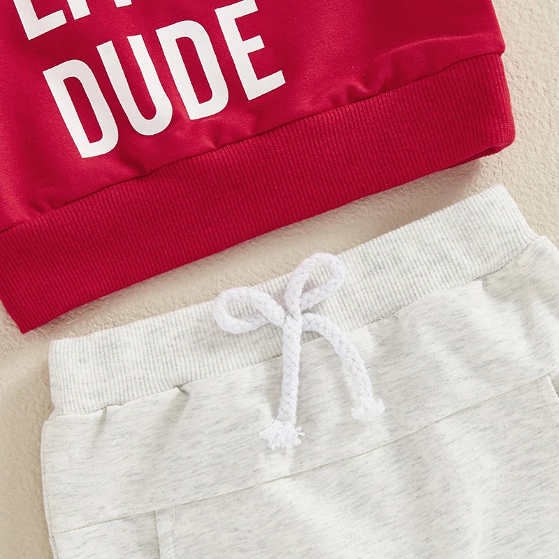Kids Christmas Outfit Set Long Sleeve Letter Print Sweatshirt and Drawstring Pants Set for Boys