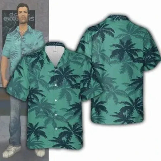 Coconut Tree 3D Print Sports Quick-Dry Men Women Hawaiian Shirt Beach Vacation Casual Outdoor Street Short Sleeve Top Clothing