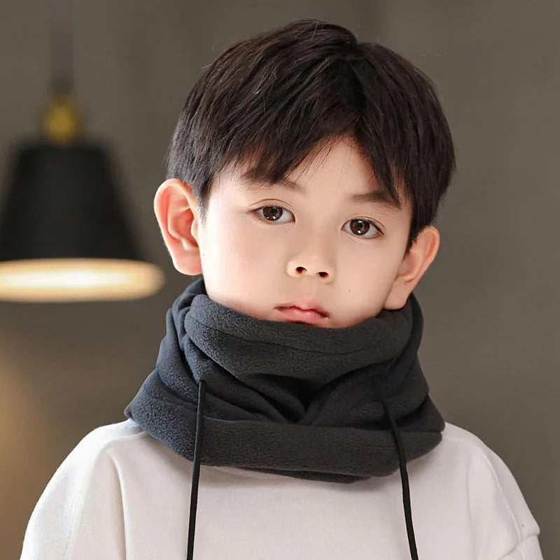 Lamb Fleece Children Headgear Cold Proof Kids Scarf Cap Thick Plush Winter Warm Bomber Hat 3-8year Baby Cycling Face Mask Beanie