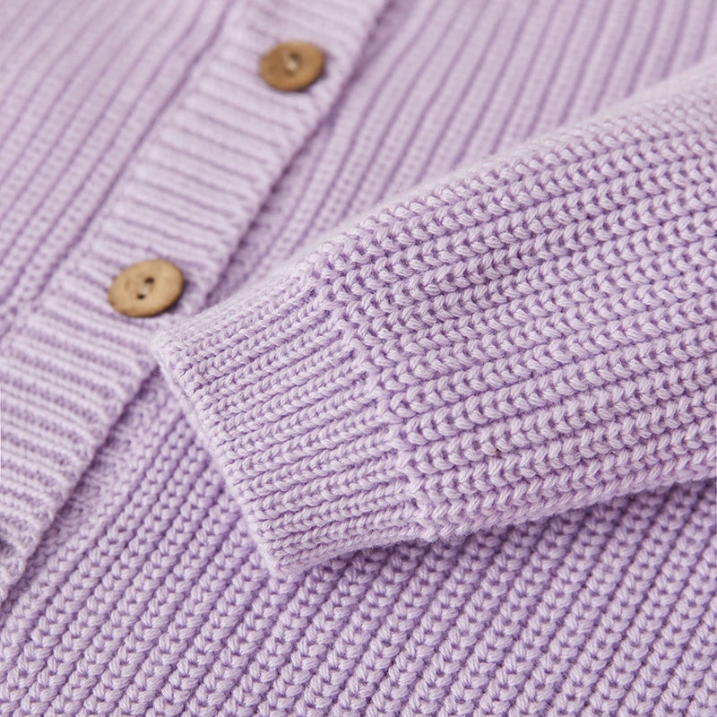 Suefunskry Baby Boys Girls Autumn Winter Knitted Sweater Long Sleeve Solid Color Single-breasted Knitwear Cardigan Jacket