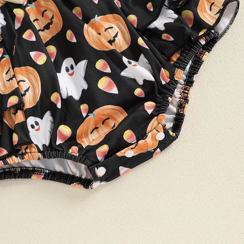 2024-05-23 Lioraitiin Baby Girls Halloween Jumpsuits Pumpkin Print Long Sleeve Romper and Cute Headband Set for Infant Outfits