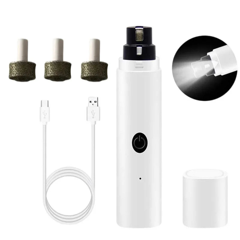 Dog Nail Grinder for Small Large Dogs Nail Clippers LED Light Pet Cat Paws Nail Cutter USB Rechargeable Pet Grooming Supplies