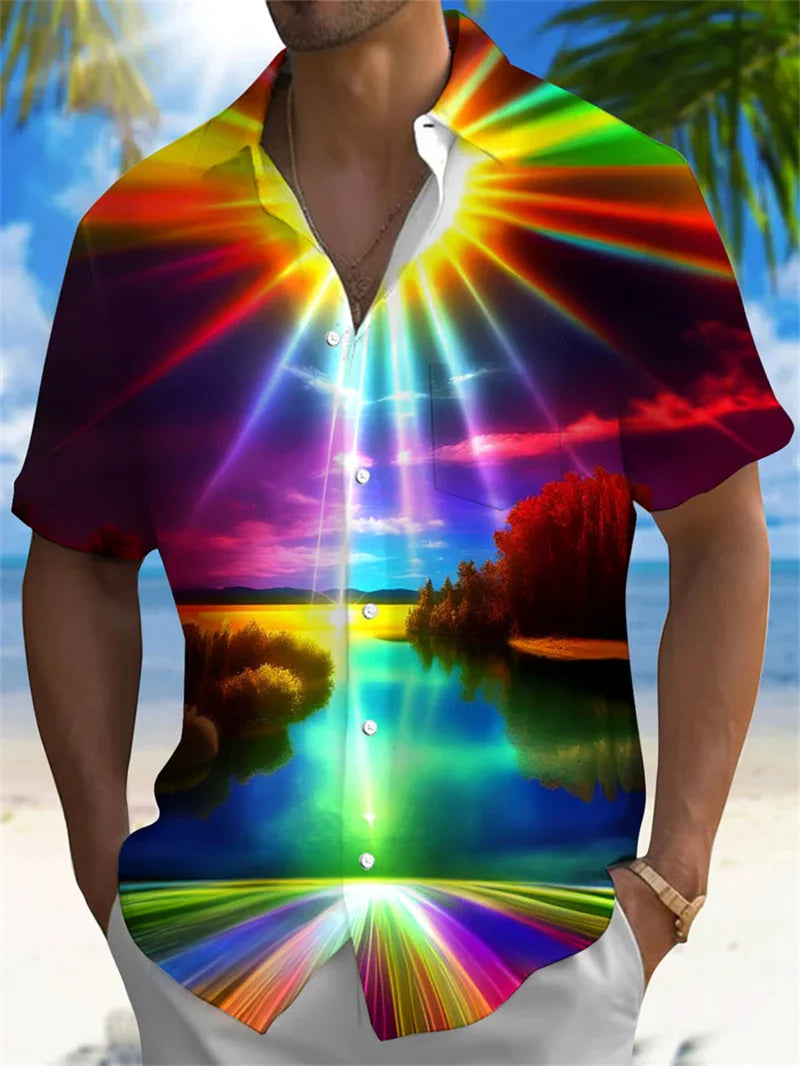 Men's Hawaiian shirt 3D skull print men's shirt summer street shirt short sleeved loose top