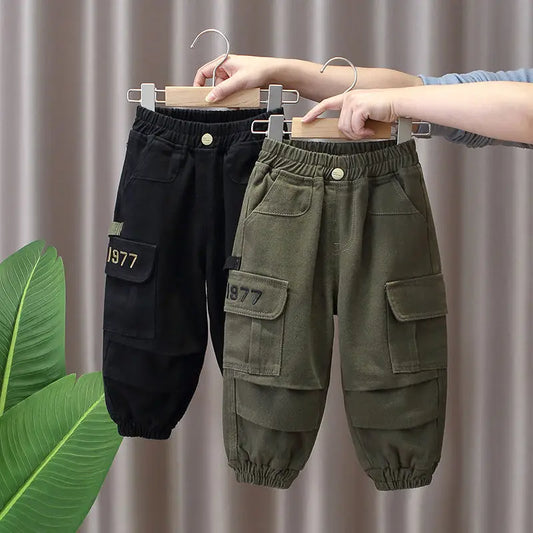Spring and Autumn Kids Boys Pants 2023 New style Children's Handsome Cargo pants Cotton Boys Baby Casual Pants