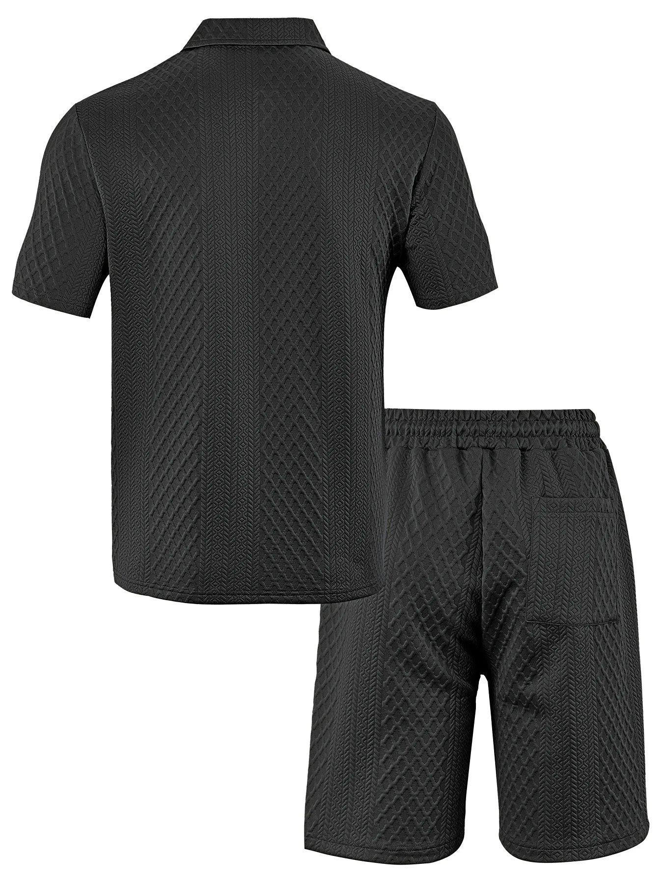 2025 Summer New Men's Casual Sportswear Polo Shirt With A Lapel, Men's Short-sleeved Shirt And Shorts, Jacquard Texture Suit