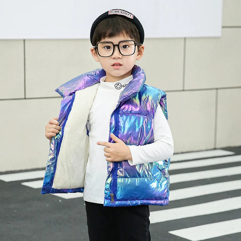 2023 Autumn Children Warm Thicken Vest Baby Cotton Waistcoat Kids Outerwear Coat Children Clothing Boys Girls Brand Jackets Vest