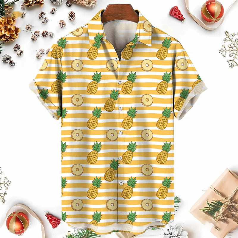 Men's Shirts 3D Fruit Pineapple Printed Shirts For Women New Summer Funny Streetwear Short Shirts Y2k  Mens Hawaiian Clothing
