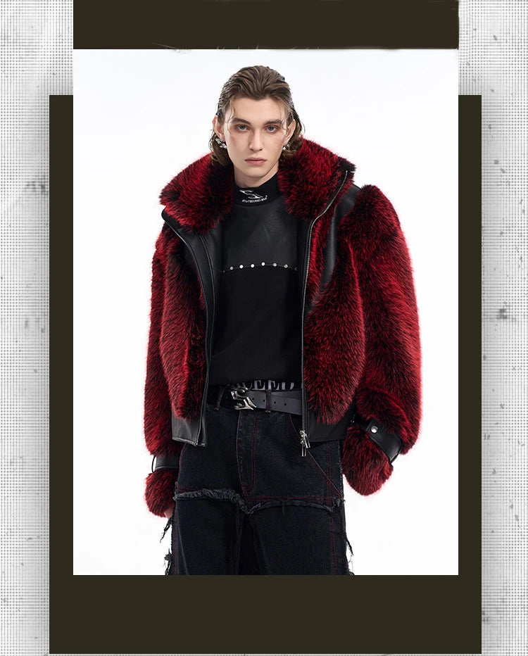 Mauroicardi Autumn Winter Cool Handsome Thick Warm Patchwork Faux Fur Coat Men Luxury Designer Clothes Zip Up Fluffy Jacket 2025
