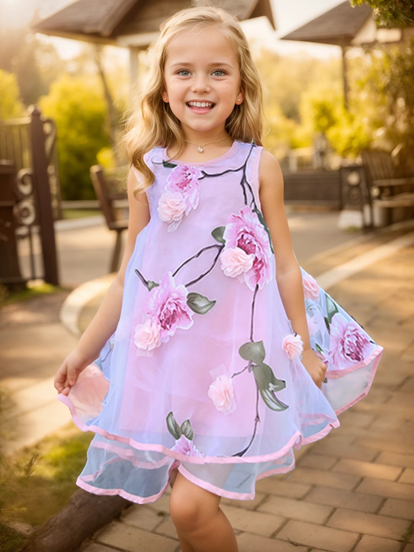 Bohemian Summer Girls Flower Dress Kids Girl Beach Dresses Chiffon Kids Dresses Floral Teenager Girls Clothes 6 8 10 12 14 Year