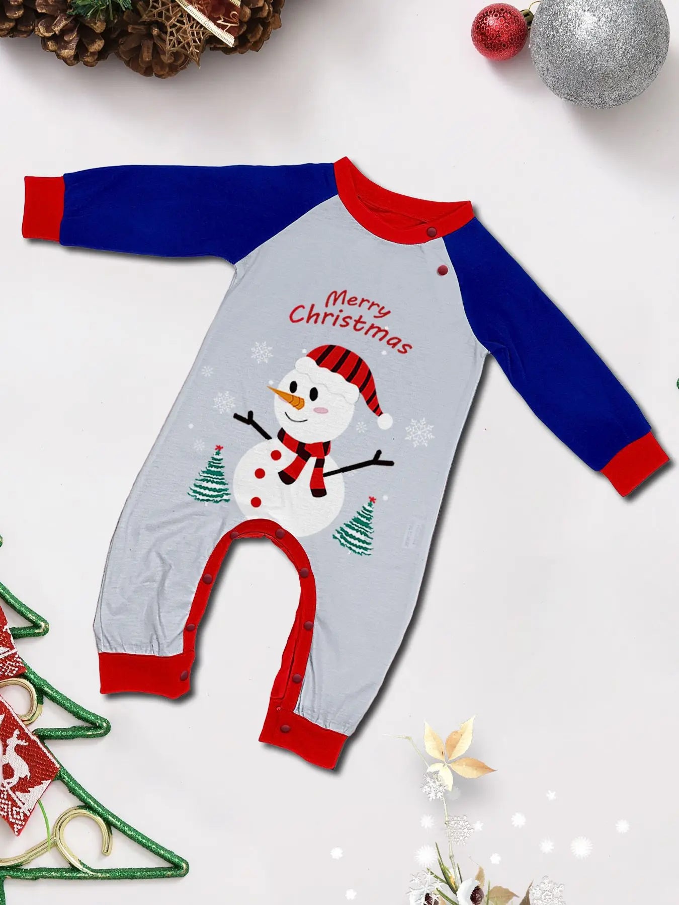 Autumn and winter white snowman Christmas matching parent-child outfit Mom and Dad children dog family pajamas pajama pants set