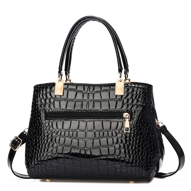 Fashionable Womens Crocodile Pattern Shoulder Bag - Stylish & Durable PU Leather Handbag with Removable Cross-body Strap for Eve