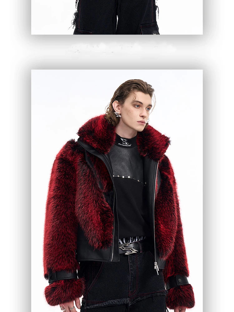 Mauroicardi Autumn Winter Cool Handsome Thick Warm Patchwork Faux Fur Coat Men Luxury Designer Clothes Zip Up Fluffy Jacket 2025