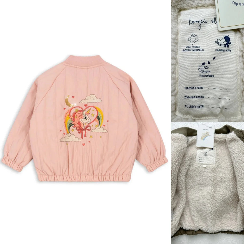 2025 KS Winter Baby Boys Cartoon Lambswool Jackets Kids Cotton Clothes Girls Jackets Outerwear Coats Boys Flight Suit Jackets