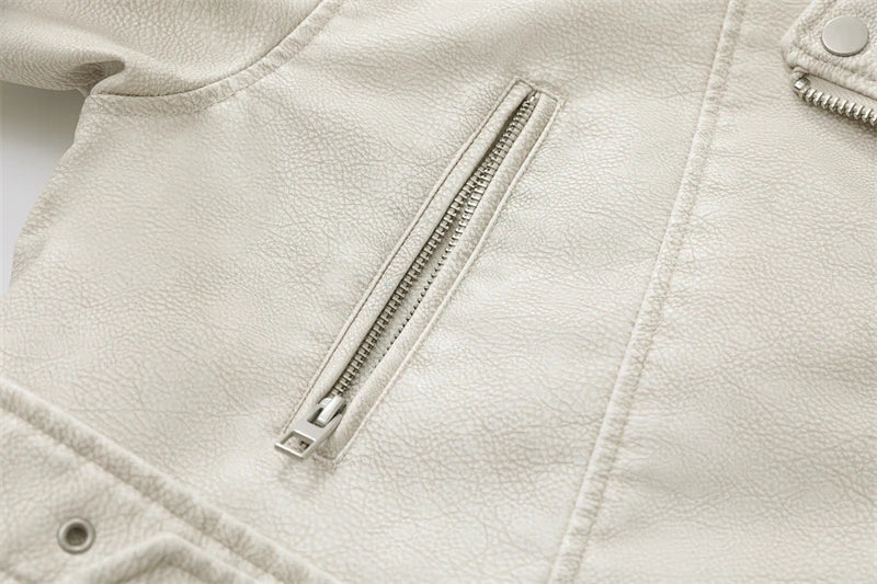 2025New Coal graysty le Women's washed leather jacket with belt, short coat with downgraded zipper and vintage lapel jacket