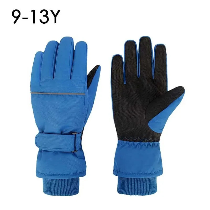 Waterproof Ski Gloves for Adult Kids Thick Children Snowboard Gloves Outdoor Fleece Lining Family Winter Gloves for Boys Girls