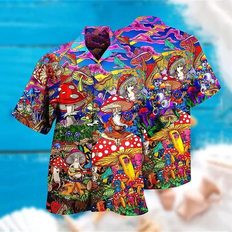 2026 Summer Loose Breathable 3D Print Trendy Cool Fashion Hawaiian Shirts Beach Party Tops Short Sleeves Summer Men's Shirts 5XL