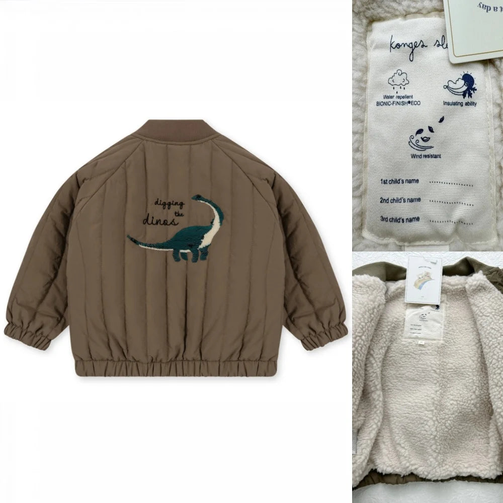 2025 KS Winter Baby Boys Cartoon Lambswool Jackets Kids Cotton Clothes Girls Jackets Outerwear Coats Boys Flight Suit Jackets