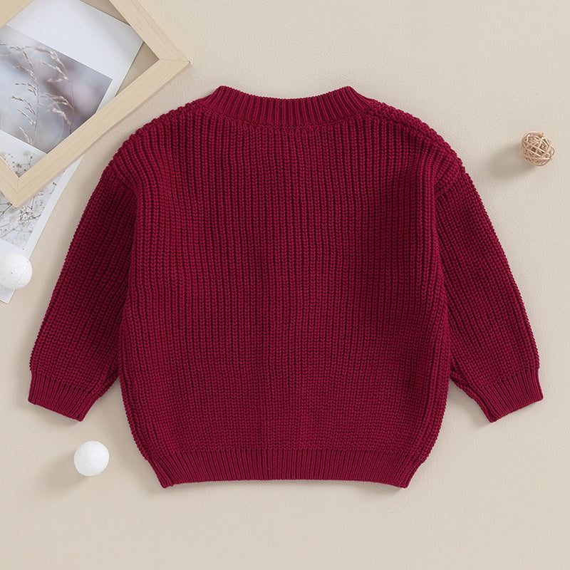 Suefunskry Baby Boys Girls Autumn Winter Knitted Sweater Long Sleeve Solid Color Single-breasted Knitwear Cardigan Jacket