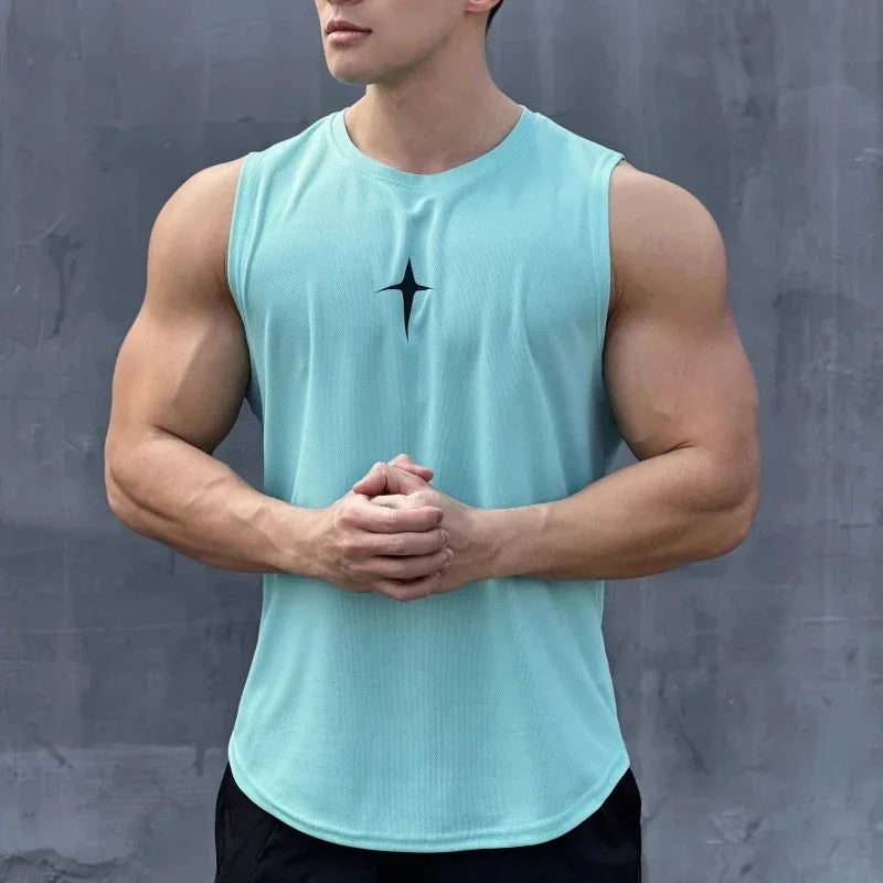 summer Sleeveless vest outdoor sport tank top running fitness undershirt quick drying round neck gym T-shirt men Breathable tops