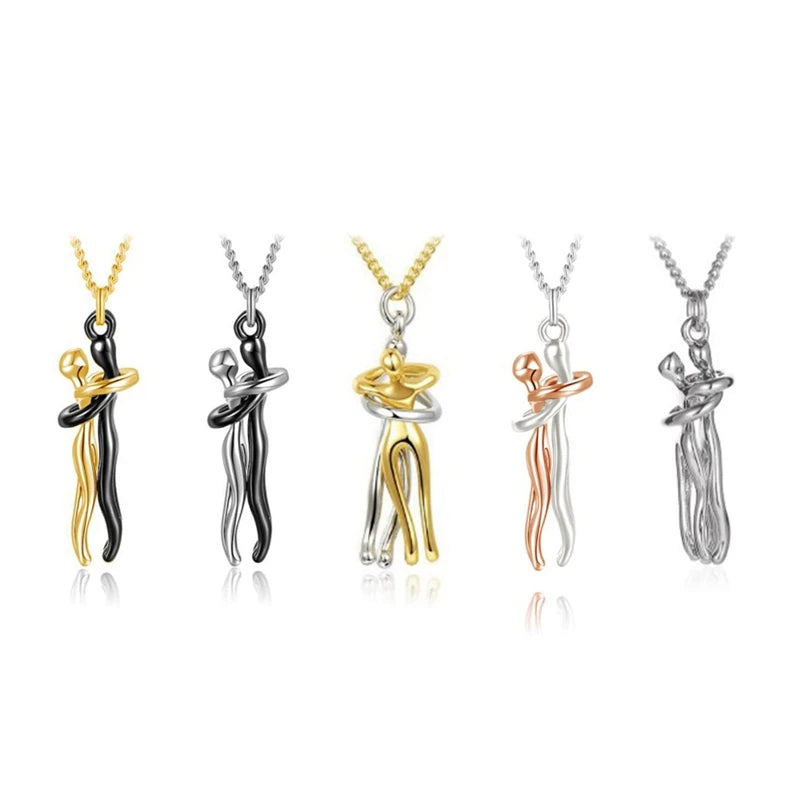 Exquisite Couple Hugging Pendant Necklace For Women Fashion Pendants For Couple Necklace Love Valentine's Day Jewelry