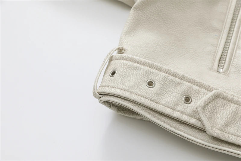 2025New Coal graysty le Women's washed leather jacket with belt, short coat with downgraded zipper and vintage lapel jacket