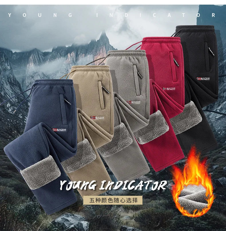 Winter Fleece Ski Pants Men's High Quality Extreme Cold Wool Thick Warm Trousers Women New 2025 Outdoor Camping Work Sweatpants